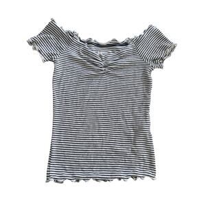 BDG Urban Outfitters Womens XS Striped Ribbed Twist Front Lettuce Edge Y2K Shirt